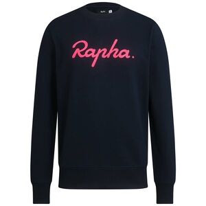 Rapha Women’s Logo Sweatshirt Crew Neck Pullover Navy Pink USA Cycling Cotton